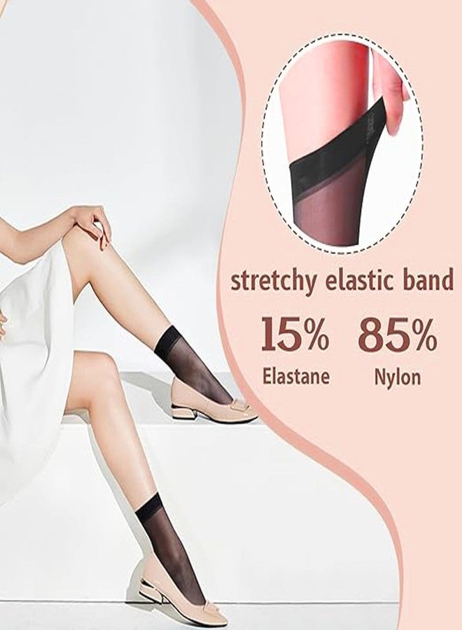 CHIOSHIO FCZDQ Women's 6 Pairs Sheer Ankle Nylon Socks Soft Hosiery Girl's Ballet Thin Seamless Silk Without Heel.(One Size, 3 Nude 3 Black) - Image 4